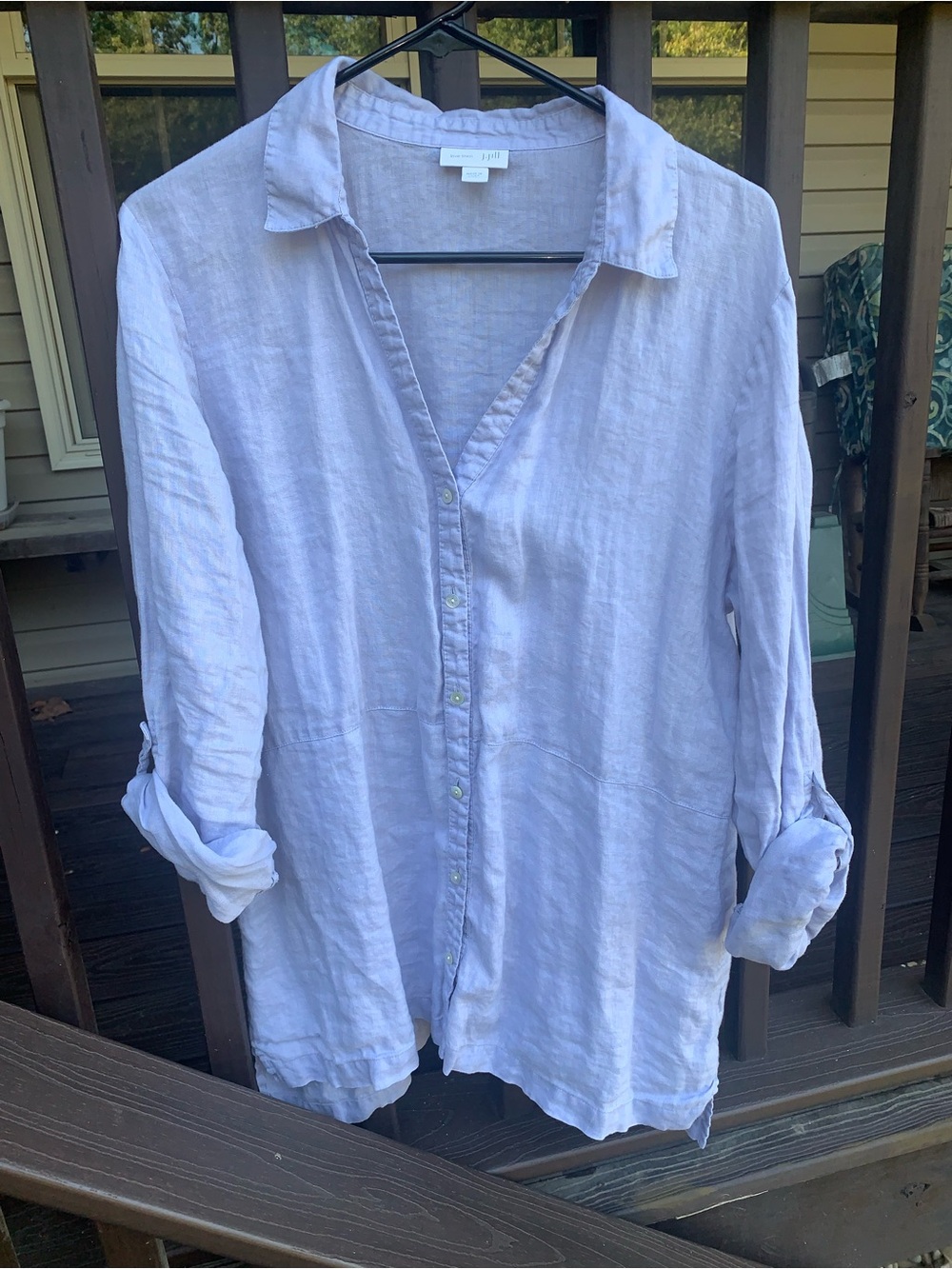 Women's Lightweight Linen Button-Down Shirt - Light Lavender
